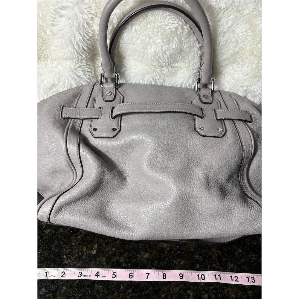 Michael Kors Satchel Shoulder Bag Womens Medium Gray Pebbled Leather MK